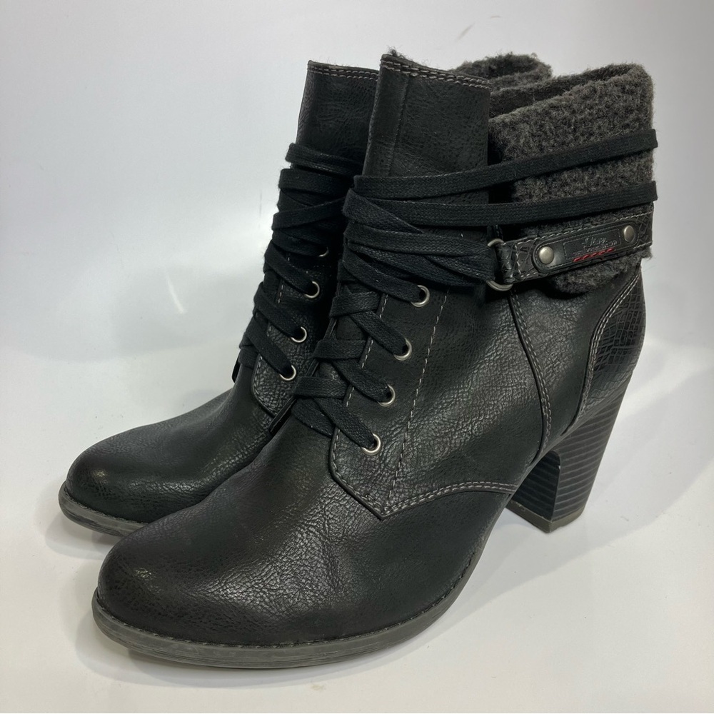 S. Oliver vegan leather heeled boots black trendy‎ casual women’s size 41